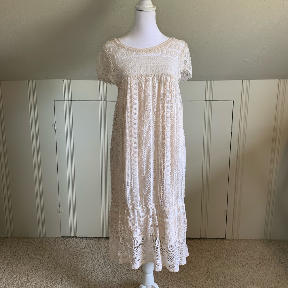 Anthropology Maeve off white crochet short…